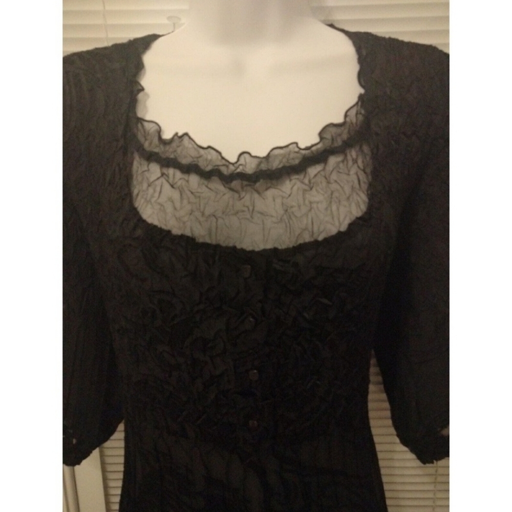 Komarov Gothic Black Chiffon Sheer Midi Dress Woman XL - Picture 9 of 10